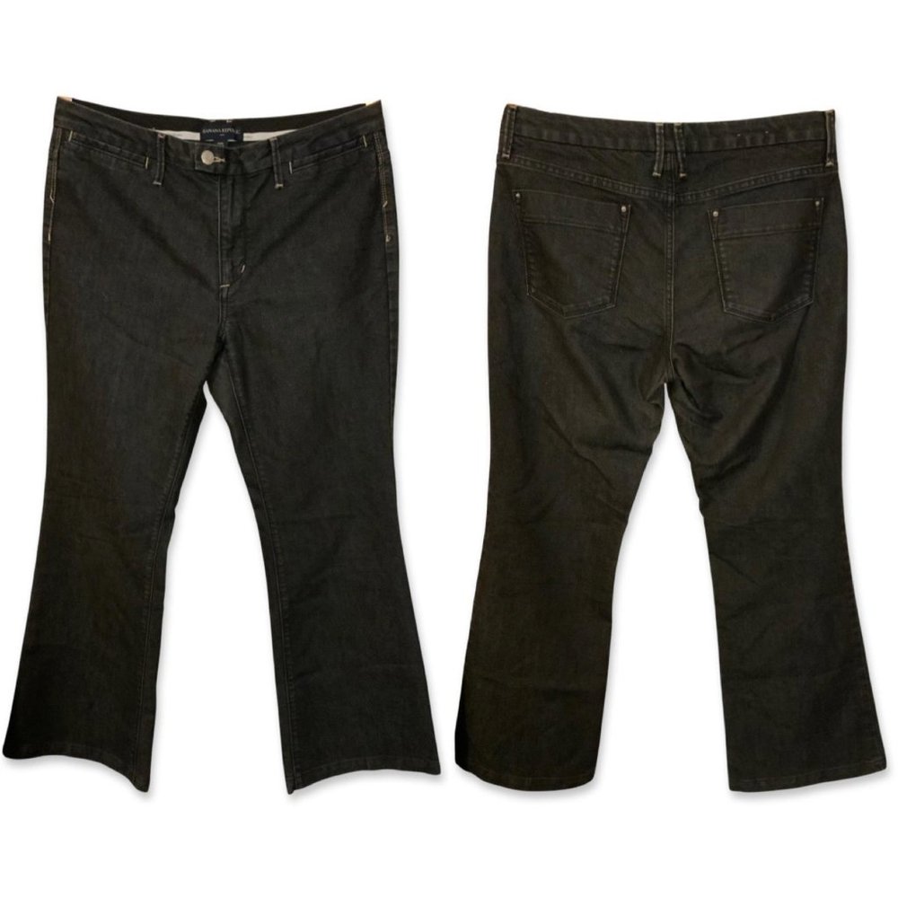 Banana Republic Wide At Waist Adjustable Pocket Button Zip Women 10 R Black - Picture 1 of 9